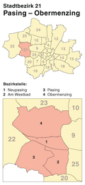 München - Stadtbezirk 21 (Karte) - Pasing - Obermenzing